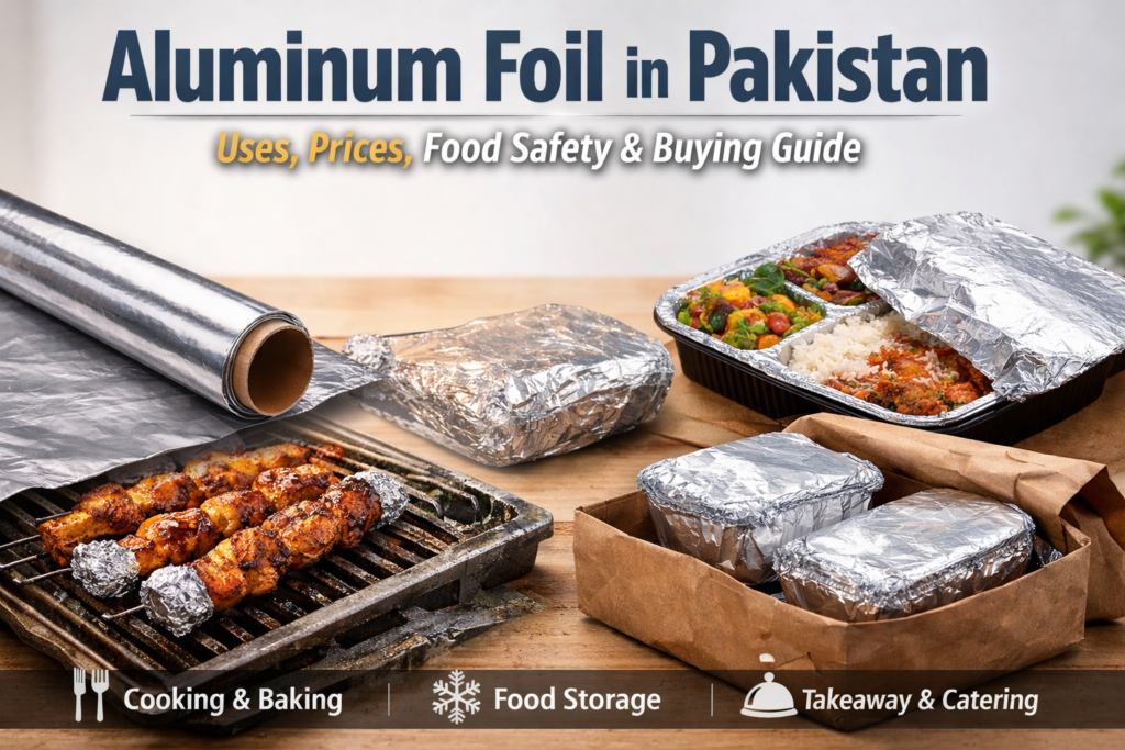 Aluminum foil used for cooking, baking, food storage, and takeaway meals