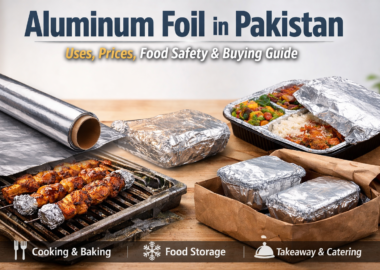 Aluminum foil used for cooking, baking, food storage, and takeaway meals