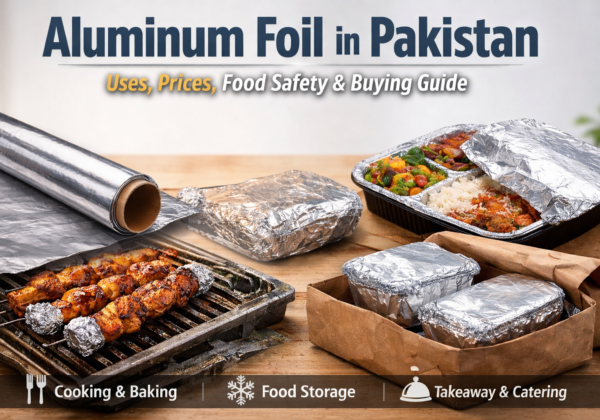 Aluminum foil used for cooking, baking, food storage, and takeaway meals