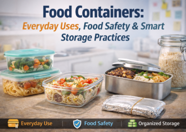 Food containers used for storing leftovers, meal prep, and organized kitchen storage in a modern kitchen
