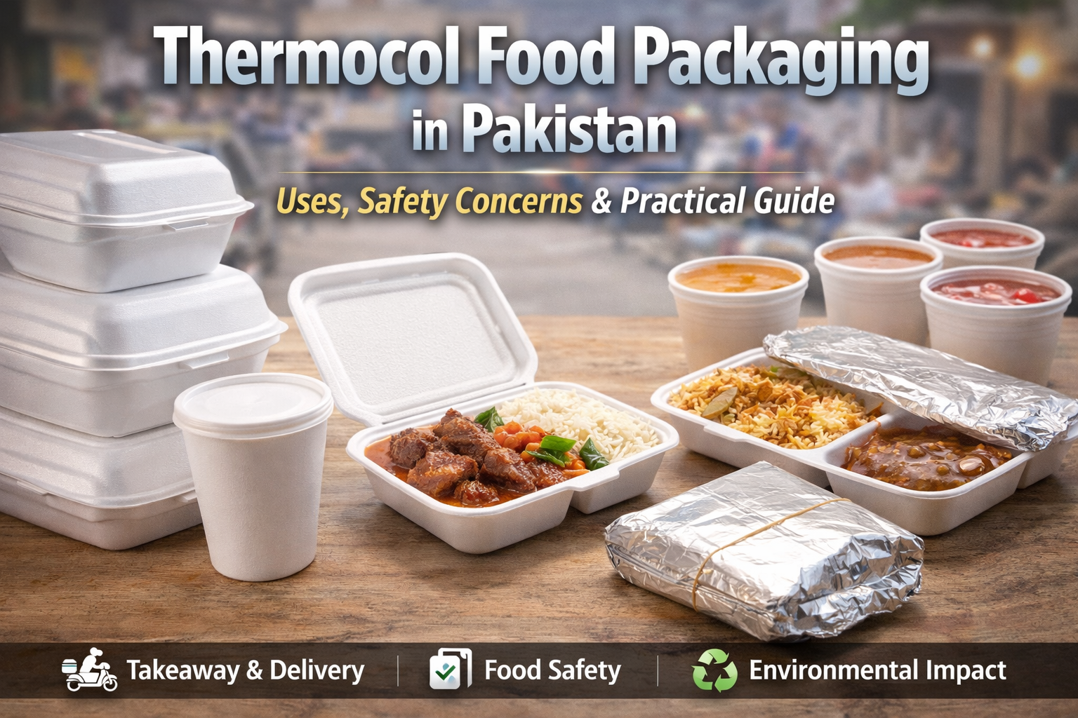 Thermocol food containers used for takeaway meals, catering, and food packaging applications
